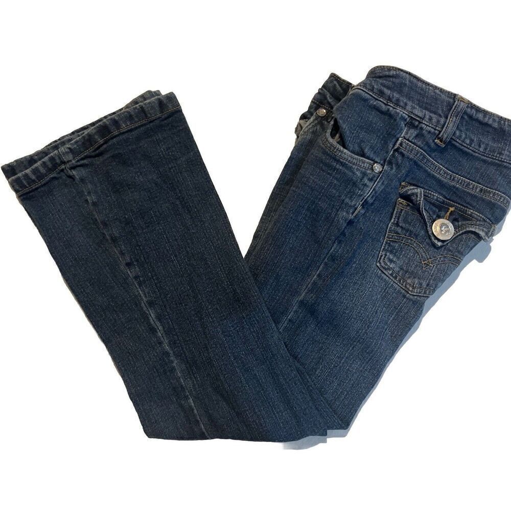 Levi's girls denim jeans size 8 with adjustable waist flap pockets